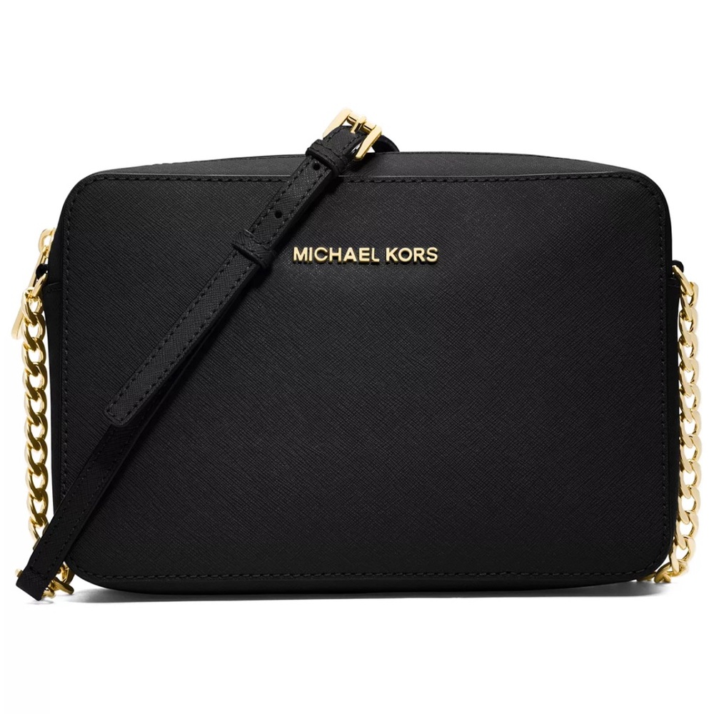 MICHAEL KORS Black Leather Jet Set East West Crossbody